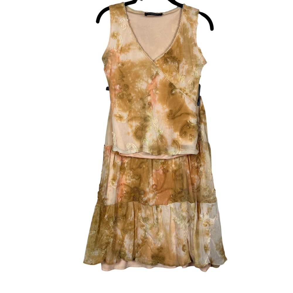Boho fairycore embroidered mesh skirt set earthy romantic lagenlook coquette